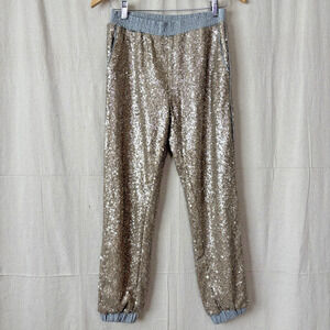 Lucy Paris Womens Glam Athleisure Sequin Jogger Pants Size S Loungewear Clubwear